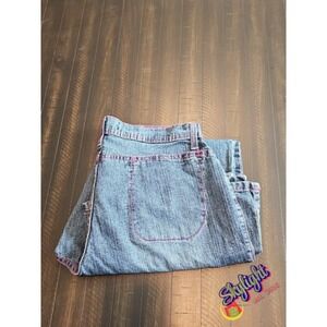 2g Two G Womens Blue Wide Leg Capri Urban Wear Usa Baggy Denim Jeans Size 32x25